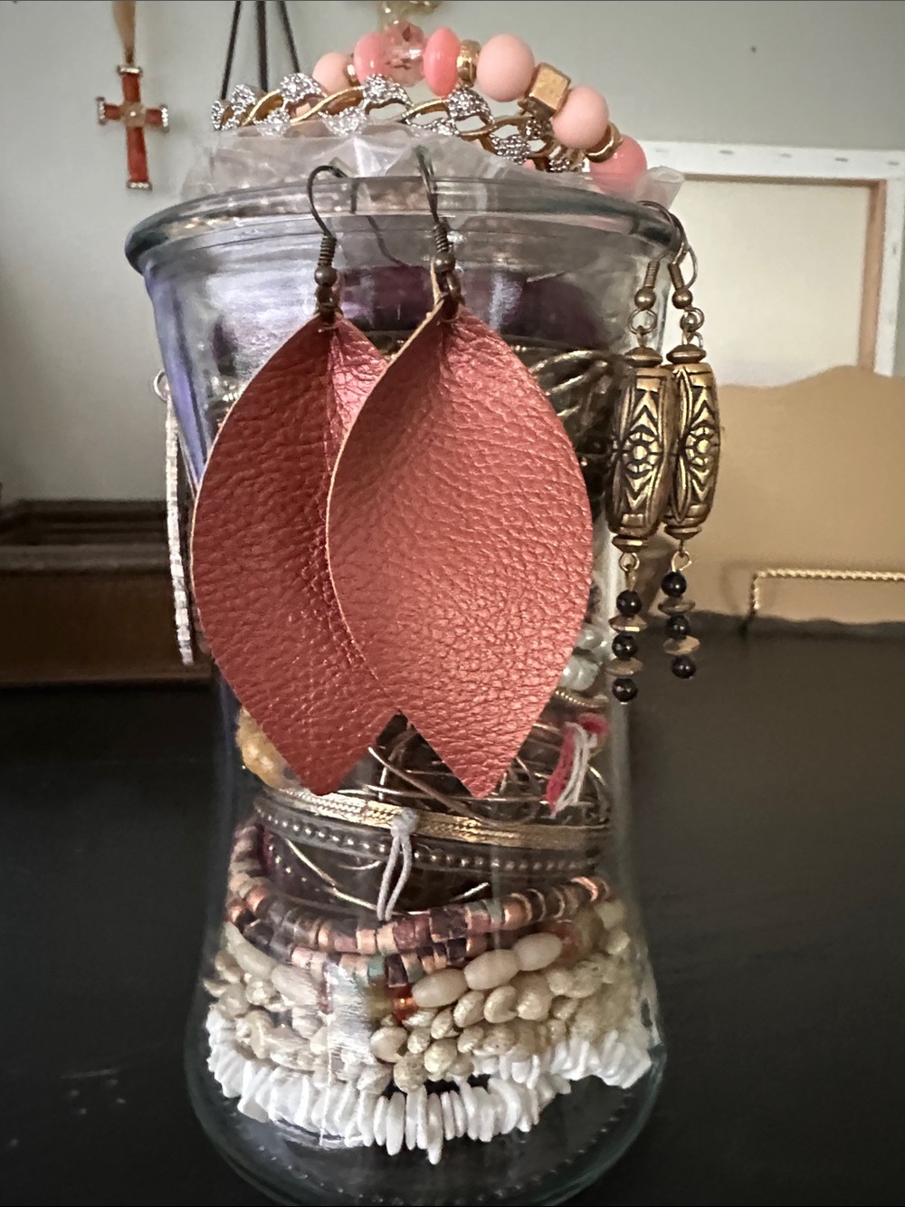 Boho Inspired Mystery Jewelry Jar In shades Of Brown. - Picture 4 of 11